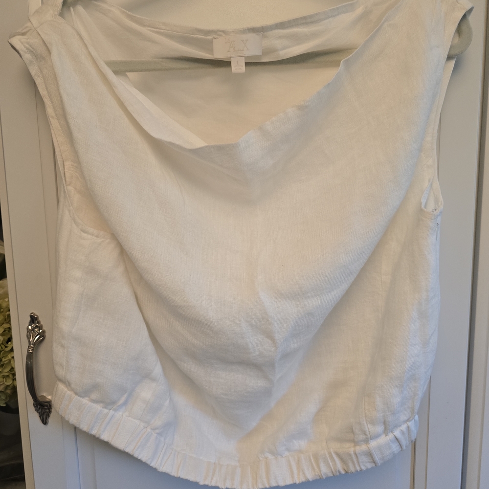 A/X Armani Exchange White Sleeveless Linen Blend Top